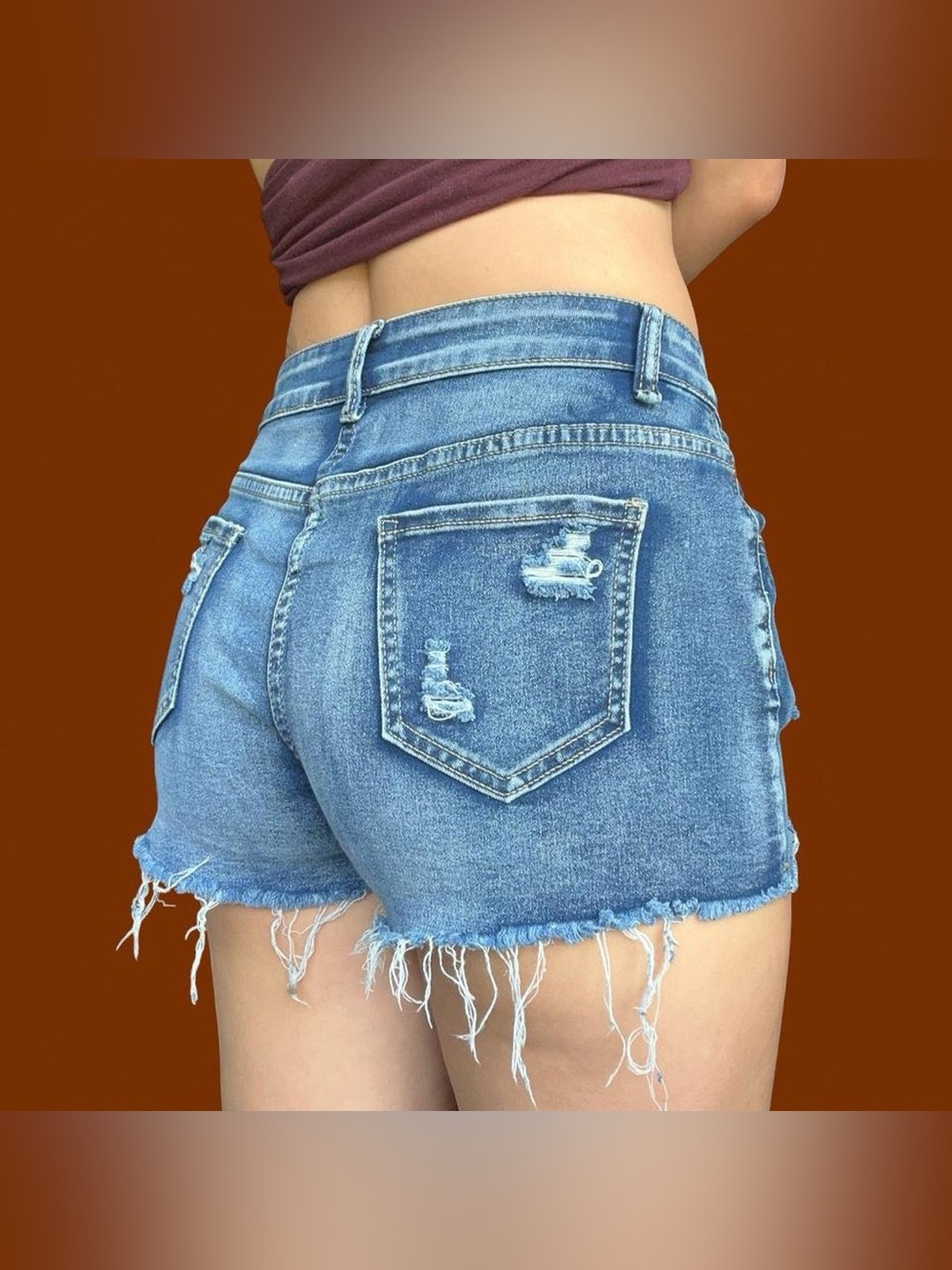 Women’s Shein High-Rise Distressed Denim Shorts - Blue